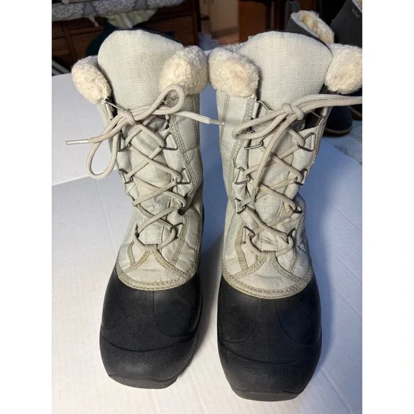 Sorel Cumberland Gray Black thinsulate Winter Snow Boots NL1436-009 Womens 8