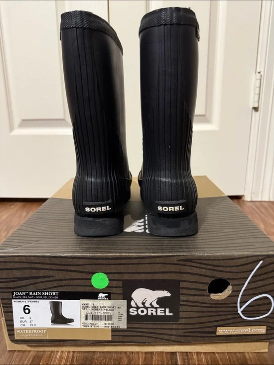 Sorel Black Joan Rain Short Waterproof Boots