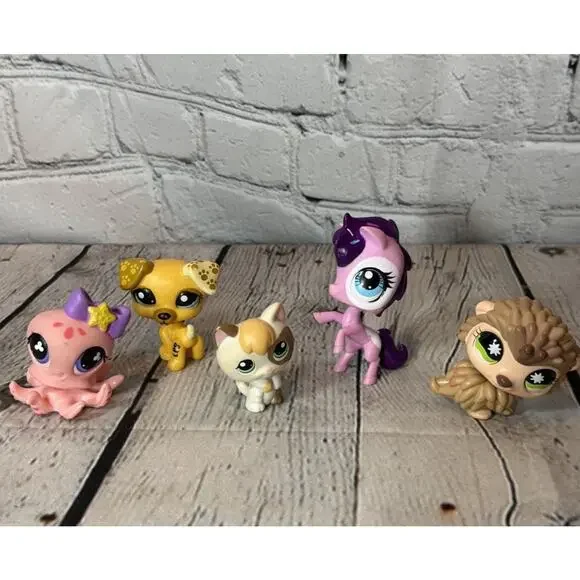 Littlest Pet‎ Shop LPS Lot of 5 Unicorn, Cat, Dog, Hedgehog, Octopus