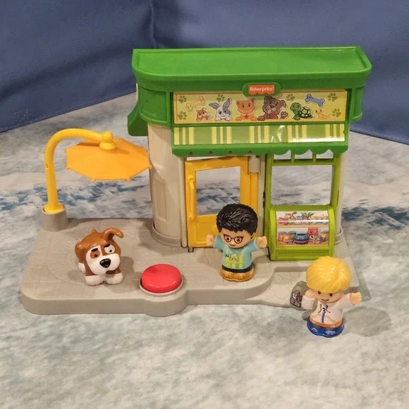 Fisher Price Little People Pet Store Playset Figures Dog Door Works‎