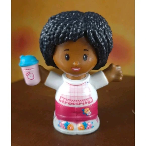 Fisher Price Little People Girl Barbie African American Strawberry Water Bottle