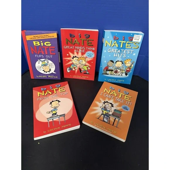 BIG NATE Book Lot of 5 by Lincoln Peirce – Funny Comic Series‎ – Scholastic Kids
