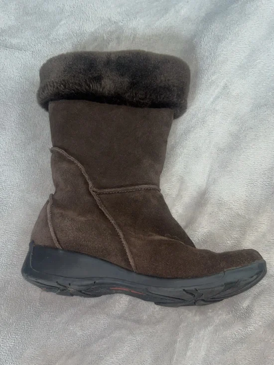 Sporto Women's Brown Suede Fur-Trim Winter Boot