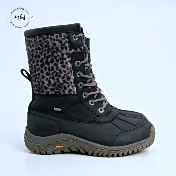 UGG Adirondack II Exotic Waterproof Sheepwool Boots Black Women 7‎