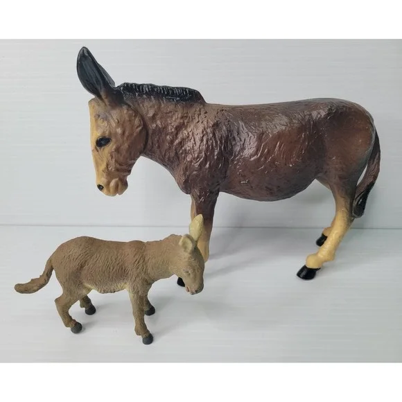 Schleich Animal Figurine Donkey and‎ Foal Set 1989 Vintage Toys