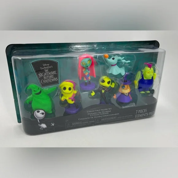 Tim Burtons The Nightmare Before Christmas Neon‎ 7pc Collectible Figure Set NEW