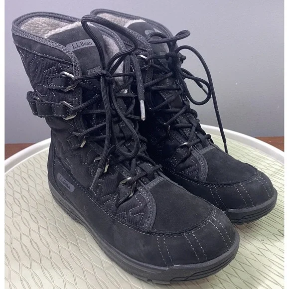 L.L. Bean Women‎ Insulated Winter Snow Ski Boots Black Waterproof Primaloft 6.5M