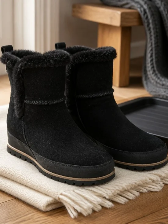 UGG Black Suede Faux-Fur Winter Boot