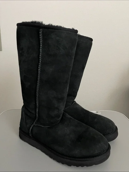 UGG Tall Black Suede Pull-On Boots