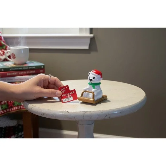 Holiday Style Polar Bear Pullback‎ Toy Sled Christmas Kids Fun