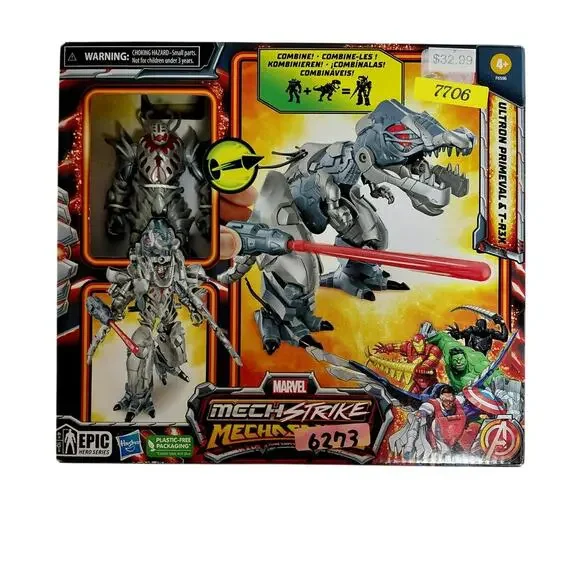 Marvel Mech Strike Mechasaurs Ultron Primeval & T-R3X Action Figure Set NIB