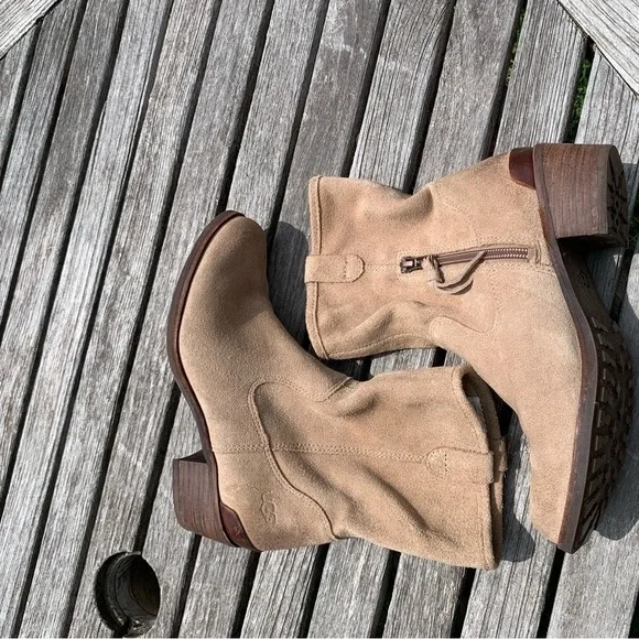 UGG Rioni Tan‎ Suede Leather Soft Pull On Mid Boots