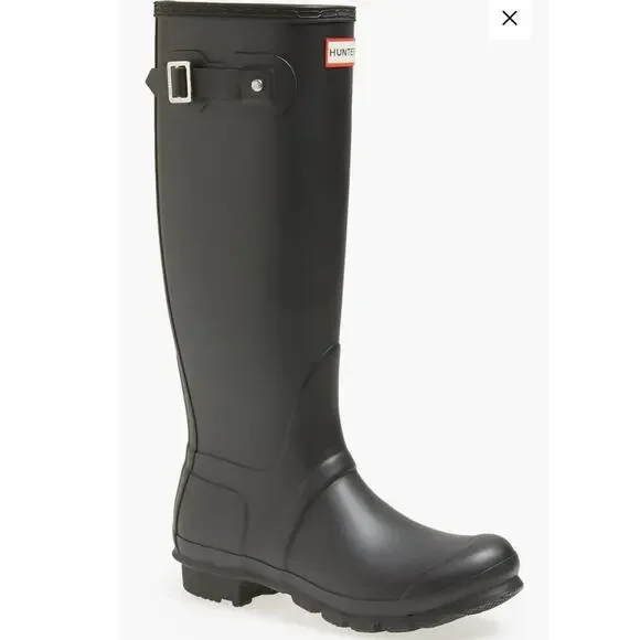 Women’s Hunter Original Tall Waterproof Rain Boot in Black SZ 8