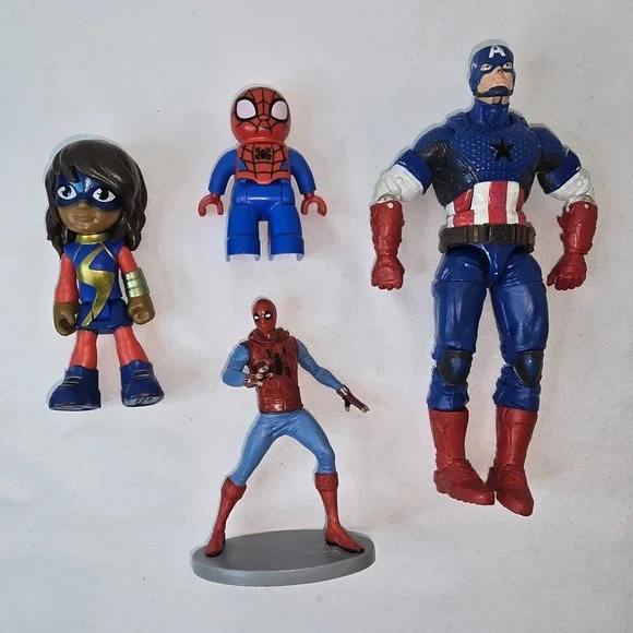 Marvel Super Hero Lot Of 4 Toys Spider-Man X‎ 2, Captain America, Mrs Marvel