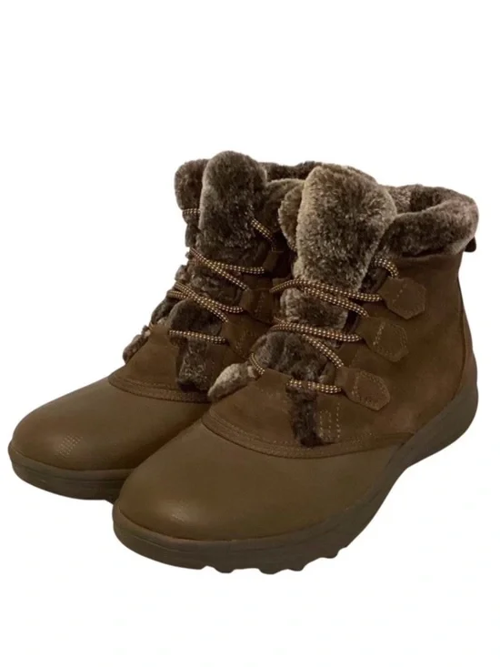 BareTraps 8.5 Augustina Suede Women's Brown Faux Fur-Lined Ankle Boots Booties