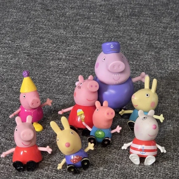 Peppa Pig and Friends Figure Toys Lot of 8 George Grandpa Rabbit Rebecca Richard