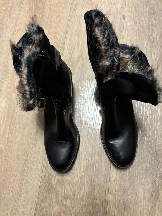 Black Faux-Fur Ankle‎ Winter Boots for Women