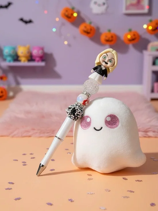 Beaded Tiffany Pen - White & Black