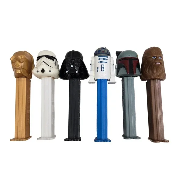 VTG 90s Star Wars PEZ Dispenser Lot 6 Boba Fett Vader C-3PO Stormtrooper‎ R2-D2