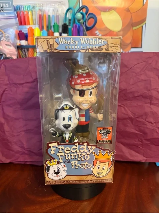 Freddy Funko with Proto Wacky Wobbler Bobble-Head - Red/White/Black