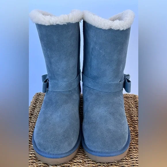 Koolaburra by UGG Arlena Short Suede Boots‎ Sherpa Lined Coast Blue Size 10 Wide