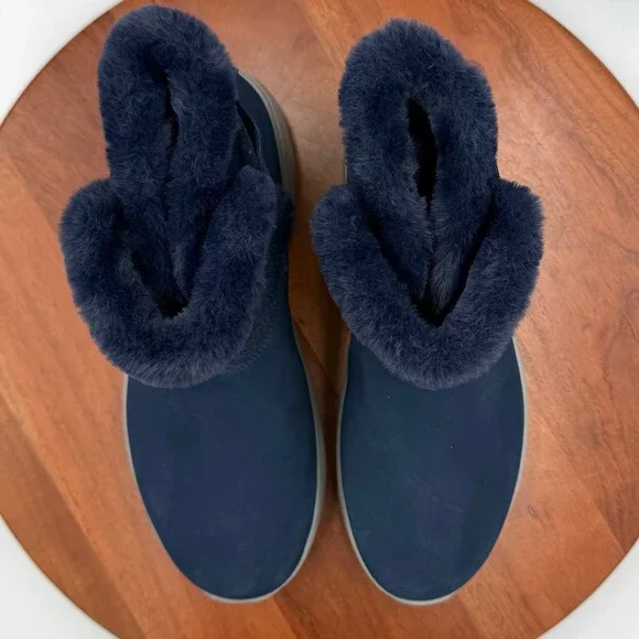 Skechers On The‎ Go City 2 Cozy Vibe Ankle Boots Blue Suede Fur 144445W Women 11