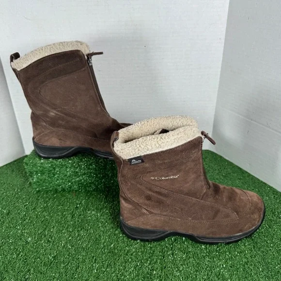 Columbia Women's Vallara Waterproof Winter Boots Brown Suede Sherpa‎