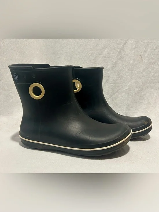 Crocs Jaunt Shorty Black Waterproof Ankle Rain Boots Womens 8