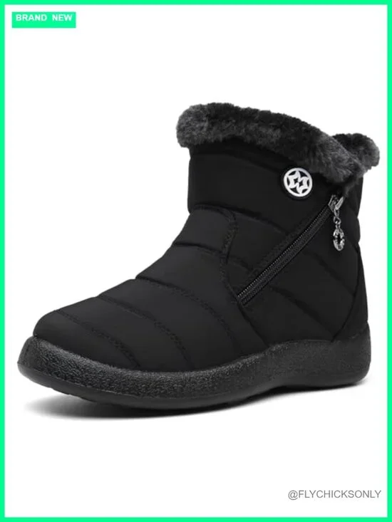 Warm Fur Lined Winter Snow Boots Waterproof Ankle Booties Outdoor Comfortable