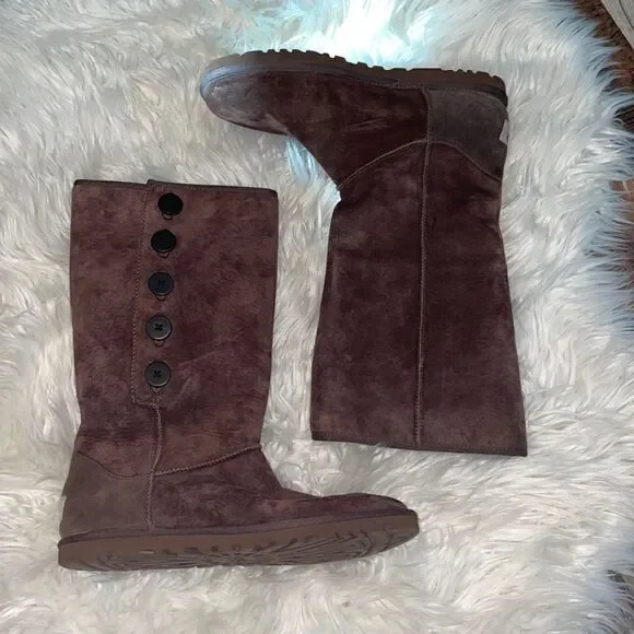 UGG Lo Pro Mid Calf Button Boot - Chocolate Brown