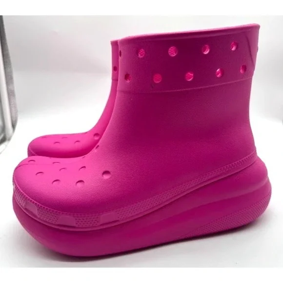 Crocs Crush Rain Boot Pink Women's M7 W9 Waterproof Ankle Boots Rubber C21