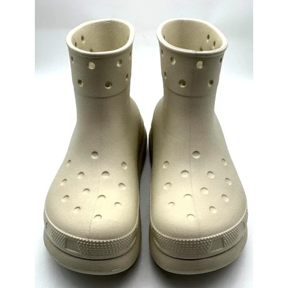 Crocs Crush Rain Boot Bone Women's M7 W9 Waterproof Platform Ankle Boots C21