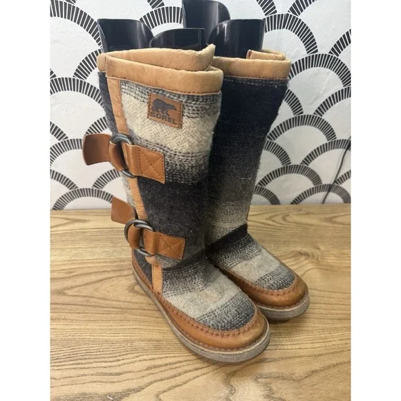Sorel Chipahko Womens Boots Size 5 Blanket Wool & Leather Brown Gray