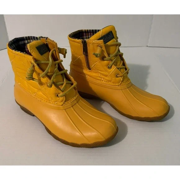 Sperry Saltwater Yellow Quilted Waterproof Duck Boots‎ STS85532 Womens 7