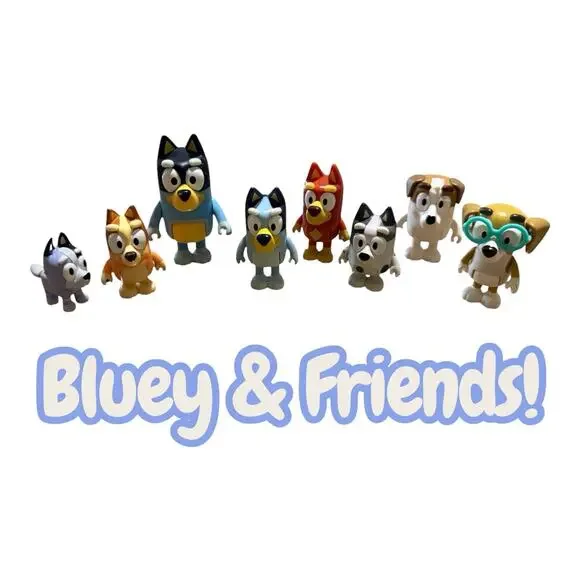 Bluey & Friends Figure Bundle 8 Figures & 3 Hat Accessories