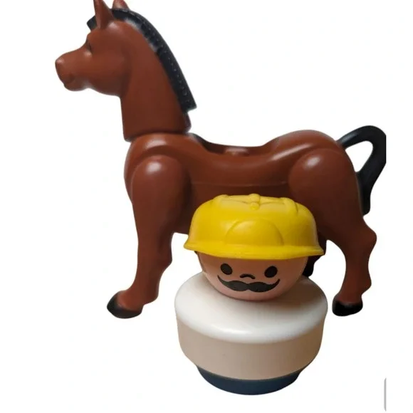 Lot 2 Fisher‎ Price Little People CHUNKY CONSTRUCTION WORKER 70s Hong Kong Horse