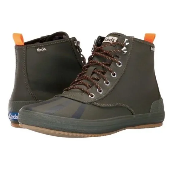 Keds Scout Splash Duck Boots 8 Orange Green Rain Boots