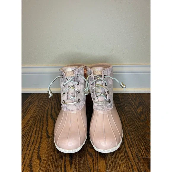 Women's Sperry Saltwater Metallic Camo Blush Boots‎ Water resistant Size 8