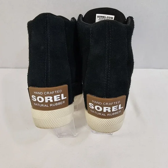 SOREL Out N About Waterproof Wedge Sneaker Boot Black Suede SZ-6 NL4913-010 NOWB