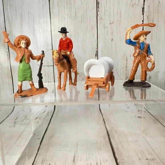 Safari Ltd Western‎ Toy Figures Set Cowboy, Covered Wagon, Annie Oakley Loose