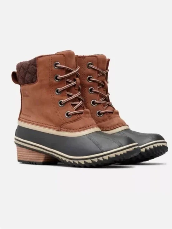 Sorel Women's Slimpack Lace II NL2348 Mid Calf Winter Snow Boots Brown