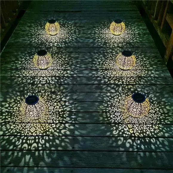 Solar Large Lantern Hanging Lights Metal Garden, Waterproof (1 Pack, Teal Blue)
