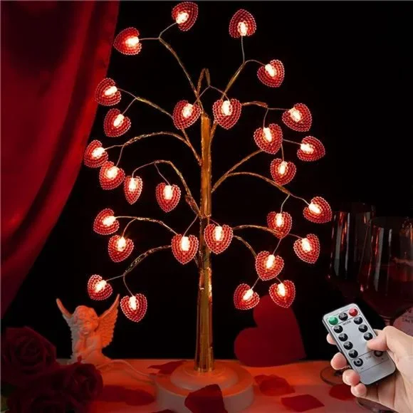 17 Inch Valentines Day Decor Lighted Tree Lights with 28 LED Heart Lights
