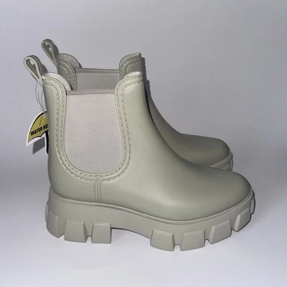 Jeffrey Campbell Chunky Lug Sole Rain Boots  Beige Women's Size 6