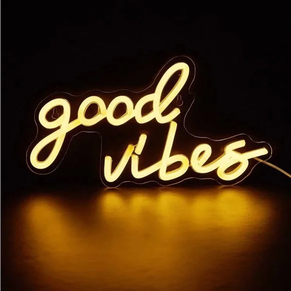 Good Vibes 1pc Slogan Shaped LED Neon Light
