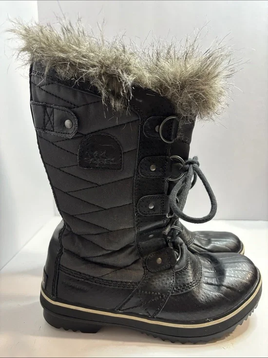 Sorel Boots Womens 6  Black Tofino II Faux Fur Lined Waterproof Snow NWOB