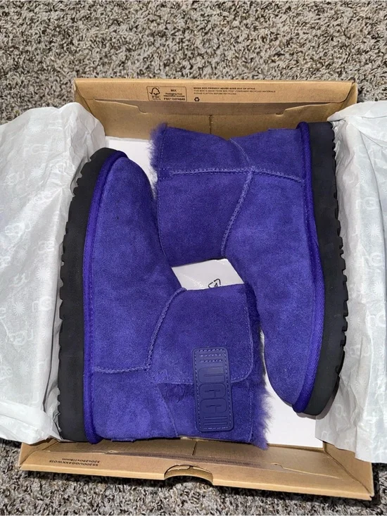 UGG Purple Suede Short Shearling Boots