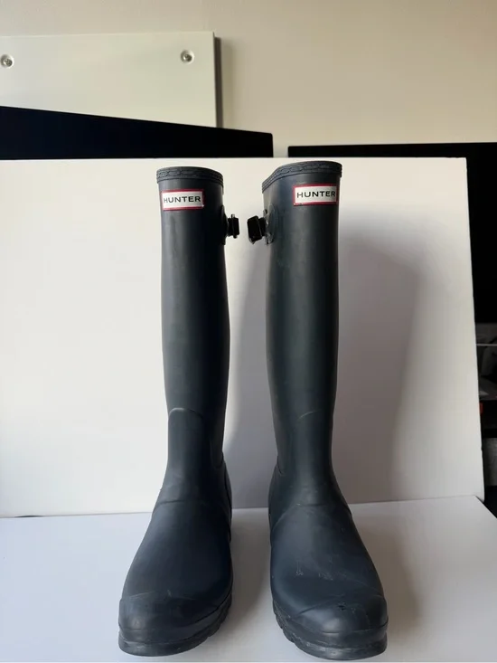 Hunter Boots Women’s 9 Original Tall Rubber Waterproof Casual Rain Navy Blue