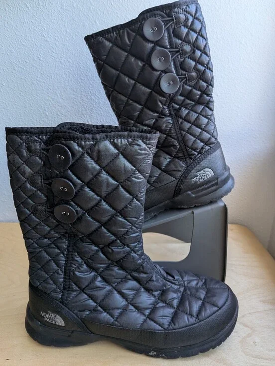 The North Face ThermoBall Eco Button Up Winter Boots Black Quilted Women's 8