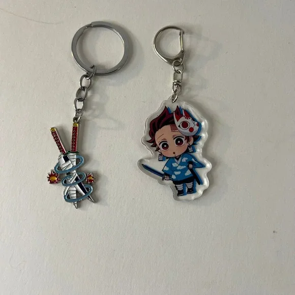 Demon Slayer Tanjiro Kamado‎ Acrylic Keychain and Metal Sword Charm Set 2pc